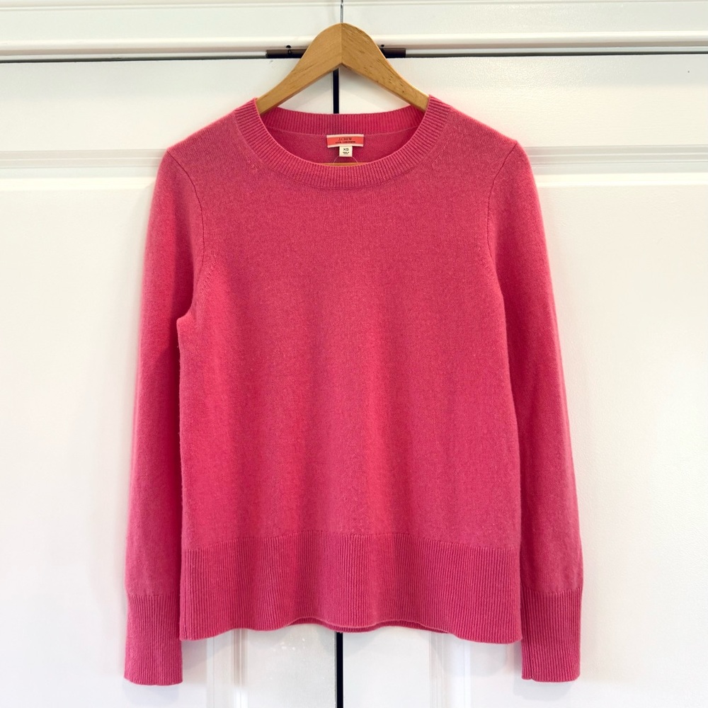 J. Crew 100% Cashmere Sweater Crew Neck Relaxed Fit Pink Knit Shirt Top Size XS